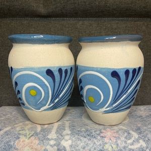 Mexican authentic ceramic tumblers/cups set of 2 - cantaritos engobados